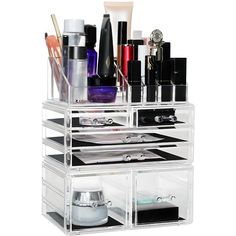 PRICES MAY VARY. SLEEK AND DURABLE - Crafted from thick acrylic material, the makeup organizer is built to withstand the hustle and bustle of your beauty routine. The sturdy construction also maintains that sleek look that fits seamlessly into your décor. Because you deserve quality that lasts! EFFORTLESS ORGANIZATION - Say goodbye to chaos and hi to efficient storage solutions! With multiple removable drawers, stackable & interchangeable trays, it allows you to store and use your makeup essenti Organize Vanity Drawers, Cute Vanity, Acrylic Countertop, Makeup Organization Vanity, Vanity Drawers, Countertop Display, Efficient Storage, Vanity Storage, Makeup Organizer