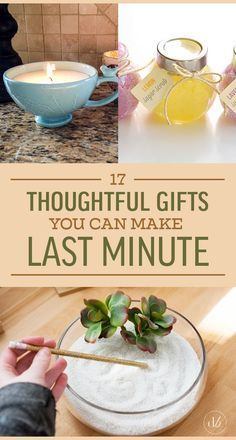 the words, 12 thoughtful gifts you can make last minute are displayed in different pictures