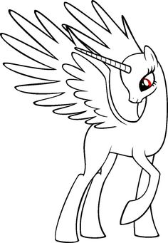 a cartoon pony with wings and red eyes