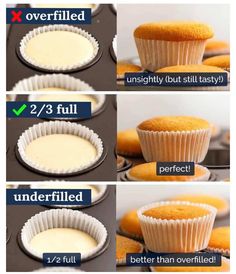 the steps to making cupcakes are shown