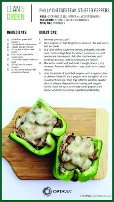 the recipe for stuffed green peppers is shown