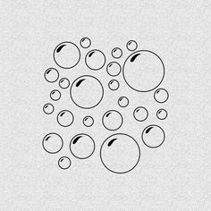 an image of bubbles floating in the air on a white background with black lines and dots