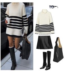 Gucci Sweater Women, Burberry Skirt Outfit, Parisian Chic Fashion, Winter Date Night Outfits, Gucci Sweater, Mood Clothes, Look Rock, London Outfit, Miniskirt Outfits