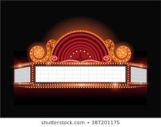 an old theater marquee sign lit up at night with light bulbs on it