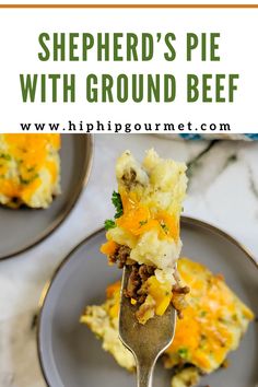 forkful of shepherd's pie over a plate with more Beef Shepherds Pie Recipe, Recipe For Ground Beef, Flavorful Beef Stew, Beef Stews, Best Beef Recipes, Shepherds Pie Recipe, Food Savory, Juicy Steak, Shepherd's Pie