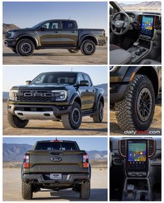 four different views of the front and rear of a pickup truck, including an off - road