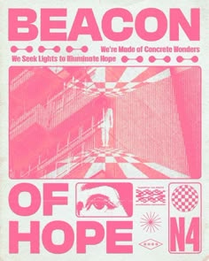 the poster for beacon's upcoming concert is shown in pink and white, with an image of a woman's face