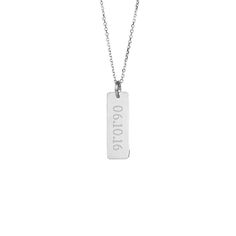 Be picture ready with this petite date bar necklace. Engraved with a special day and centered along a sleek chain  this is a pretty silver necklace. Date Bar, Necklaces For Mom, Date Bars, Coordinates Jewelry, Jewelry For Kids, Friend Crafts, Family Tree Necklace, Silver Bar Necklace, Monogram Jewelry