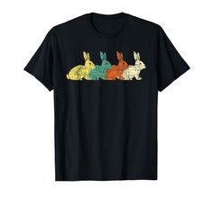 an image of three rabbits in different colors on a black t - shirt with the words,