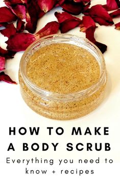 All you need to know about homemade body scrubs. Make any type of scrub you like: sugar, salt, oatmeal, etc. learn what ingredients are best for you and how to combine them to get a professional results. Homemade body scrub recipes provided as well. Make A Body Scrub, Body Scrub Recipes, Homemade Body Scrubs, Body Scrub Homemade Recipes, Coconut Oil Body Scrub, Diy Body Scrub Recipes, Diy Sugar Scrub Recipe, Săpunuri Handmade, Scrub Diy