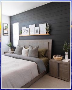 Transform your bedroom into a chic and cozy sanctuary with these stunning gray master bedrooms decor ideas. From elegant gray bedding to stylish accent pieces, discover how to create a serene and sophisticated space that you'll love coming home to. Explore the best ways to incorporate the latest trends in gray decor for a modern and inviting atmosphere. Shiplap Bedroom, Dark Accent Walls, Hal Decor, Linen Duvet Cover, Bedroom Accent, Accent Wall Bedroom, Primary Bedroom, Linen Duvet