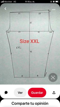 the size xxl sewing pattern is shown on an iphone screen, and it appears to be very large