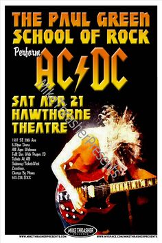 the paul green school of rock poster for ac / dc's live at hawthorne theatre