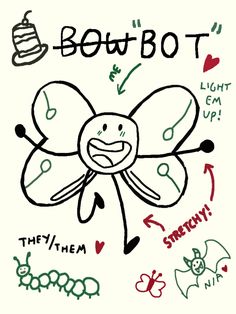 a drawing of a flower with words written on it and an image of a butterfly