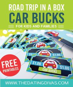 road trip in a box car bucks for kids and families with free printables