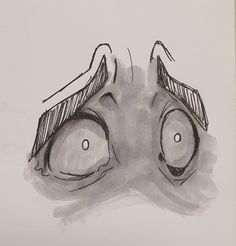 a drawing of a person's eyes with one eye open and the other half closed