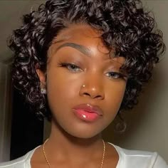 UNice Voluminous Fluffy Pixie Cut Short Curly Human Hair Wigs With Bangs Machine Made Real Hair Wigs Short Curly Pixie, Curly Pixie Haircuts, Pixie Wig, Curly Pixie Cuts, Short Human Hair Wigs, Short Curly Bob, Short Curly Wigs, Short Hair Wigs, Black Curly Hair