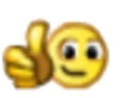 an emoticive smiley face giving the thumbs up sign