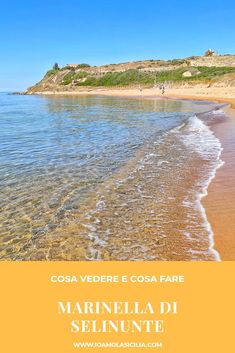 the beach in front of an island with water and sand on it, text reads cosa vedere e costa fare marbella di selnunte