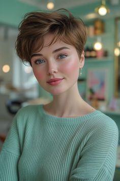 Women With Round Faces, Haircuts For Round Faces, Face Structure, Pixie Haircut For Round Faces, Face Tools, Slimmer Face, Round Face Shape