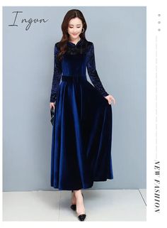 Brand Name: IngvnSilhouette: A-LINEOrigin: CN(Origin)Season: WinterNeckline: O-NeckSleeve Style: RegularDecoration: SashesStyle: vintageDresses Length: Mid-CalfMaterial: VelvetAge: Ages 35-45 Years OldProfile Type: AModel Number: WDR4858Closure Type: PulloverSleeve Length(cm): FullType: RegularRelease Date: Winter Fabric Type: VelvetGender: WOMENMaterial Composition: Synthetic FiberWaistline: empirePattern Type: Solid Winter Party Non-stretch Maxi Dress, Winter Banquet Dress In Maxi Length, Winter Banquet Maxi Dress, Winter Party Maxi Dress, Non-stretch Formal Dresses For Winter, Non-stretch Formal Winter Dresses, Winter Banquet Dresses With Long Sleeves, Long Sleeve Dresses For Winter Banquet, Winter Party Full-length Maxi Dress