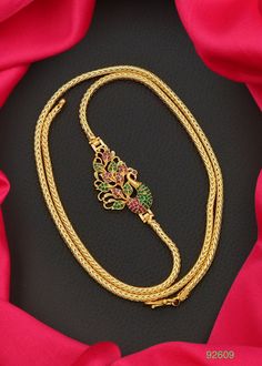 Name : mop chain/Gold Plated Covering Mop/Mugappu chain/south indian chain jewellery/Mogappu Saradu Chain for Women & Girls Gold-plated Plated Copper Chain/jewellery,jewellery set,indian wedding jewellery set, Base Metal : Brass Plating : Gold Plated Stone Type : Cubic Zirconia/American Diamond Sizing : Adjustable Type : Mopu Necklace Net Quantity (N) : 1 Sizes : Free Size Country of Origin : India Mop Chain Designs Gold, Mogappu Chain Designs, Mugappu Designs Gold, Gold Chains For Women Design, Mugappu Designs Chains, Mugappu Chain, Chain Jewellery, Indian Wedding Jewelry Sets, Gold Mangalsutra Designs