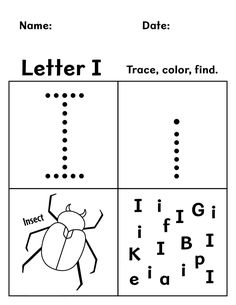 the letter i worksheet for children to learn how to write and draw letters