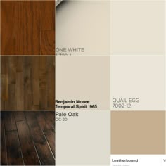 the different shades of wood flooring are shown in this color scheme, including white and brown