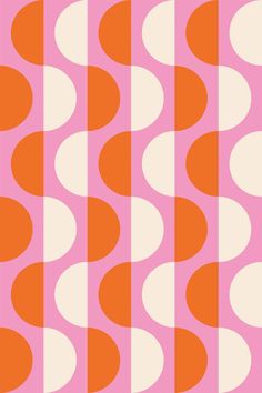 an orange and white pattern on pink background