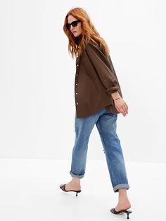 100% Organic Cotton Big Shirt | Gap Gap Oversized Tops For Fall, Oversized Gap Tops For Fall, Gap Fall Oversized Tops, Gap Linen Summer Shirt, Gap Linen Shirt For Spring, Gap Linen Spring Shirt, Casual Gap Shirt For Daywear, Gap Relaxed Fit Linen Shirt, Gap Linen Button-up Shirt