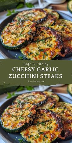 an image of cheesy garlic zucchini steaks