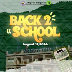 the back 2 school poster is shown with a calculator