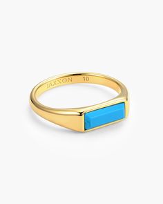 Our gold Beveled Turquoise Signet Ring has a colorful, textured stone that elevates this timeless signet design. Channel the natural beauty of turquoise into your style for a grounded, yet elevated, look. Solid Gold Chains, Gold Signet Ring, Stylish Rings, Silver Shop, Affordable Jewelry, Men's Ring, Size 10 Rings, Men's Rings, Luxury Accessories