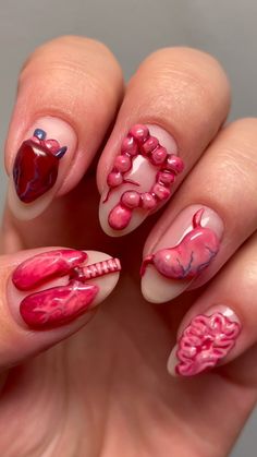 Nails Dip, Red Nail Art, May Nails, Nail Art For Beginners, Crazy Nails, Almond Shape, Red Nail, Jelly Nails, Nails Spring