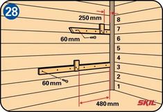 an image of a wooden wall with measurements for the height and width of the door