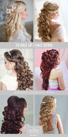 24 Stunning Half Up Half Down Wedding Hairstyles ❤ These elegant curly half up/half down hairstyles look amazing with hair accessories or on their own. See more: http://www.weddingforward.com/half-up-half-down-wedding-hairstyles-ideas/ #wedding #bride #weddinghairstyles Down Wedding Hairstyles, Half Up Half Down Wedding, Curly Wedding Hair, Wedding Hairstyles Half Up Half Down, Hairstyle Look, Hairstyles For Long Hair