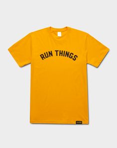 The Finities® Run Things® Arch men's T-Shirt is made with high quality 100% combed ringspun cotton. This street-ready tee also features: Screen print graphic Finities woven label Side seams Printed in Los Angeles. Laughing Man, Fashion Poster Design, Coffee Brand, Back To School Fashion, Text Tee, Arch Logo, Streetwear Shirts, Dope Outfits For Guys, Shirt Design Inspiration