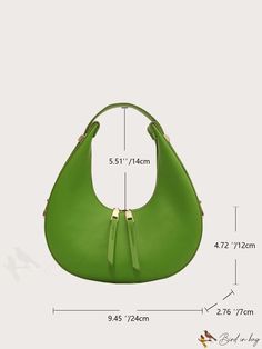 BirdinBag - Sleek Metal Trim Baguette Bag: A Minimalist Must-Have Modern Large Capacity Baguette Bag For Errands, Modern Solid Color Hobo Bag With Zipper Closure, Versatile Solid Color Baguette Bag With Double Handle, Chic Green Handheld Baguette Bag, Versatile Solid Color Baguette Bag With Zipper, Versatile Baguette Bag For Everyday Use, Versatile Green Baguette Bag For Daily Use, Baguette Bag With Removable Pouch And Double Handle, Baguette Bag With Double Handle And Removable Pouch