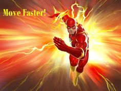 the flash running in front of a red background with text that reads, quick in bed or it all in your head check out