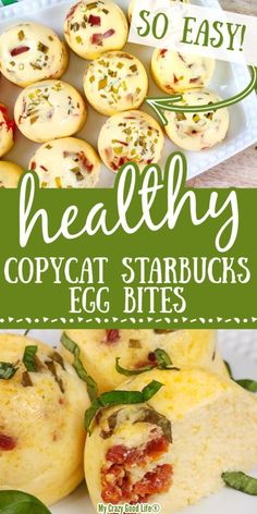 healthy copycat starbuck's egg bites recipe on a plate with text overlay