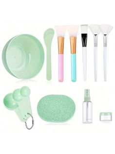 13pcs Diy Face Mask Mixing Kit - Acrylic Bowls, Spatulas, Brushes & More - Fragrance-Free, No Batteries Required - Perfect For Home Spa & Skincare Face Cleaning Products Bulk Makeup Brushes Green    Pu  Facial Sheet Bowl Set   Beauty Tools, size features are:Bust: ,Length: ,Sleeve Length: Face Cleaning Products, Spa Skincare, Facial Kit, Face Cleaning, Makeup Pallets, Skin Care Spa, Face Mask Set, Mascara Facial, Spatulas