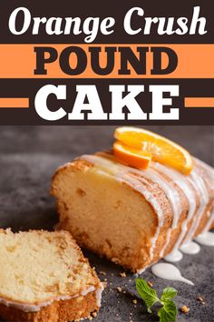 orange crush pound cake with icing on top