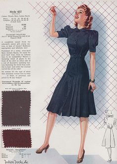 https://www.flickr.com/photos/30453277@N03/8685378131/ Fashion Frocks, 1940 Fashion, 1940s Fashion Women, 1940s Women, Fashion 1940s, 20th Century Fashion, Look Retro, 40s Fashion, Fabric Swatch