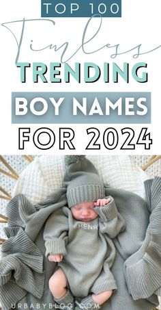 the top 100 trending boy names for 2020, including an image of a baby in a