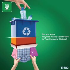 two hands are reaching into a trash can with the words did you know recycled plastic continues to your favorite clothes?