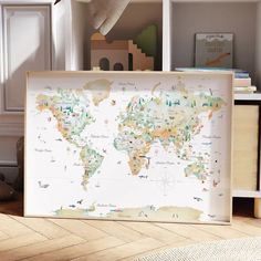 Gradient Educational World Map Kids Wall Art Nursery Decor Wedding Gift Kids Travel World Map Political World Map Topographic image 1 World Map Countries, World Map Printable, Map Printable, Gallery Wall Living Room