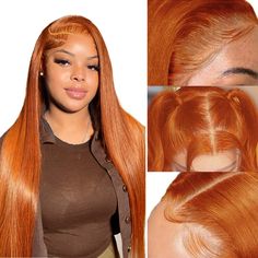 PRICES MAY VARY. 💖Ginger Lace Front Wigs Human Hair Material:100% Unprocessed Virgin Brazilian 10A High Quality Straight Human Hair,Looks More Full & Natural.Soft and Tangle-Free,No Smell. 💖Orange Ginger Color 13x4 HD Lace Front Wigs Feature: New Trendiest Color Style.Give You Fashionable Feeling Straight Lace Frontal Wig,Give You Most Elegant Style. 💖Ginger Orange Lace Front Wigs Lace Size:13x4 HD Transparent Lace, Soft ,Invisible, Breathable &comfortable.free part lace parting space. You co Ginger Wig, Orange Wig, Ginger Color, Hair Ginger, Straight Lace Front Wig, Straight Human Hair Bundles, Human Hair Lace Front Wigs, Ginger Hair Color, Human Hair Color