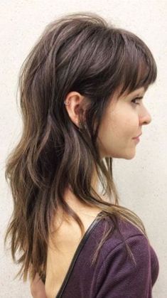 Layered Haircuts With Bangs, Haircut Wavy, Bangs Straight, Bangs Long, Long Wolfcut Haircut, Bangs Curly, Wolfcut Haircut, Long Wolfcut