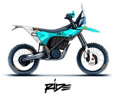 a blue and black dirt bike with the words melius on it's side