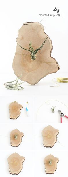 the process of making a wooden flower with wire and woodworking tools, including scissors